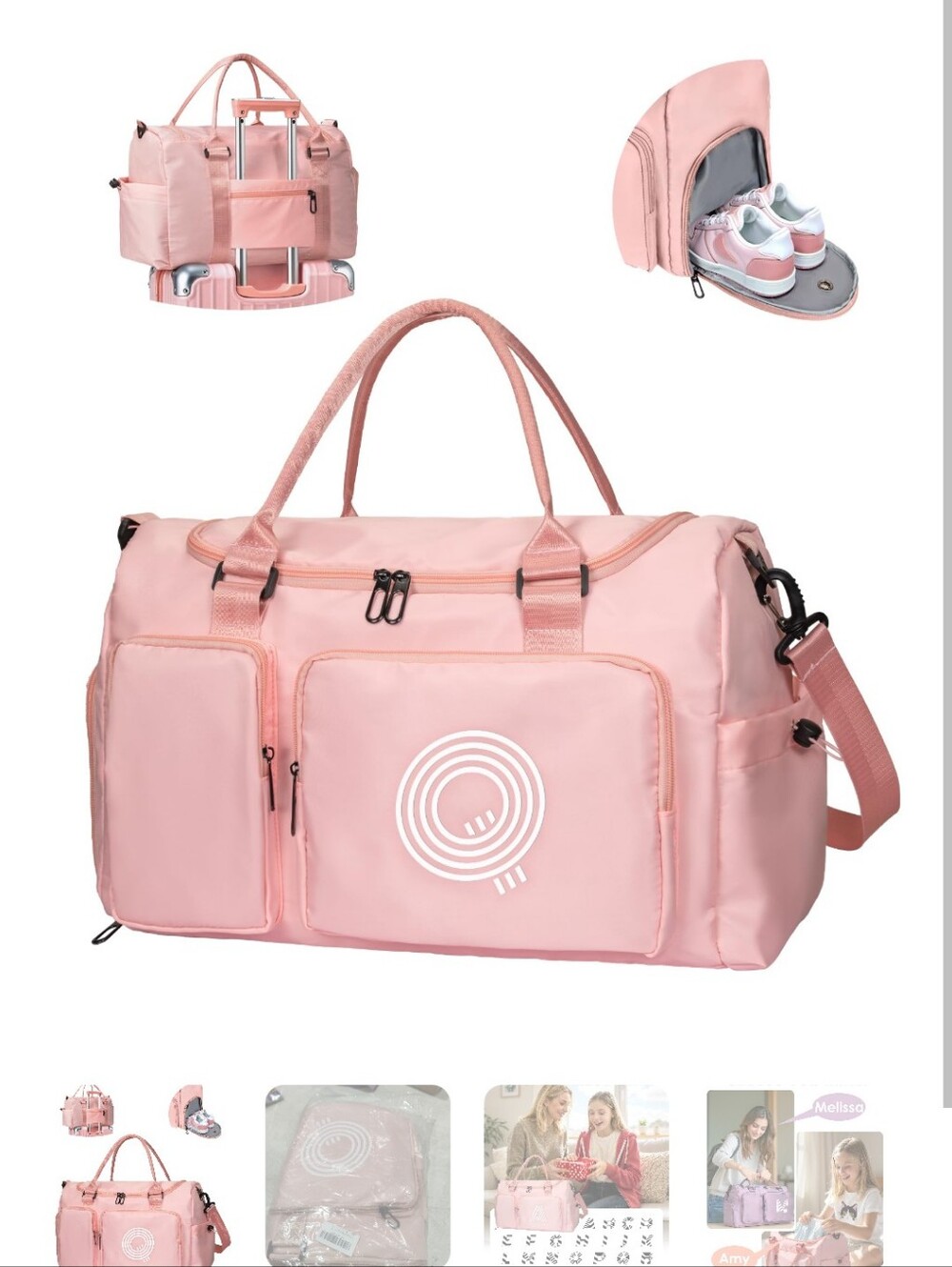 Multifunctional Pastel Pink Duffle Bag – Gym & Travel Carry-On